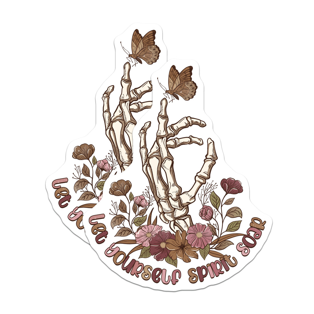 (2 Pack) Boho Skeleton Hand Magnets - Let Your Spirit Soar - Butterfly Floral Decor Aesthetic - 5 Inches On Longest Side - Thick Durable Magnet - Made in USA - MAG38163