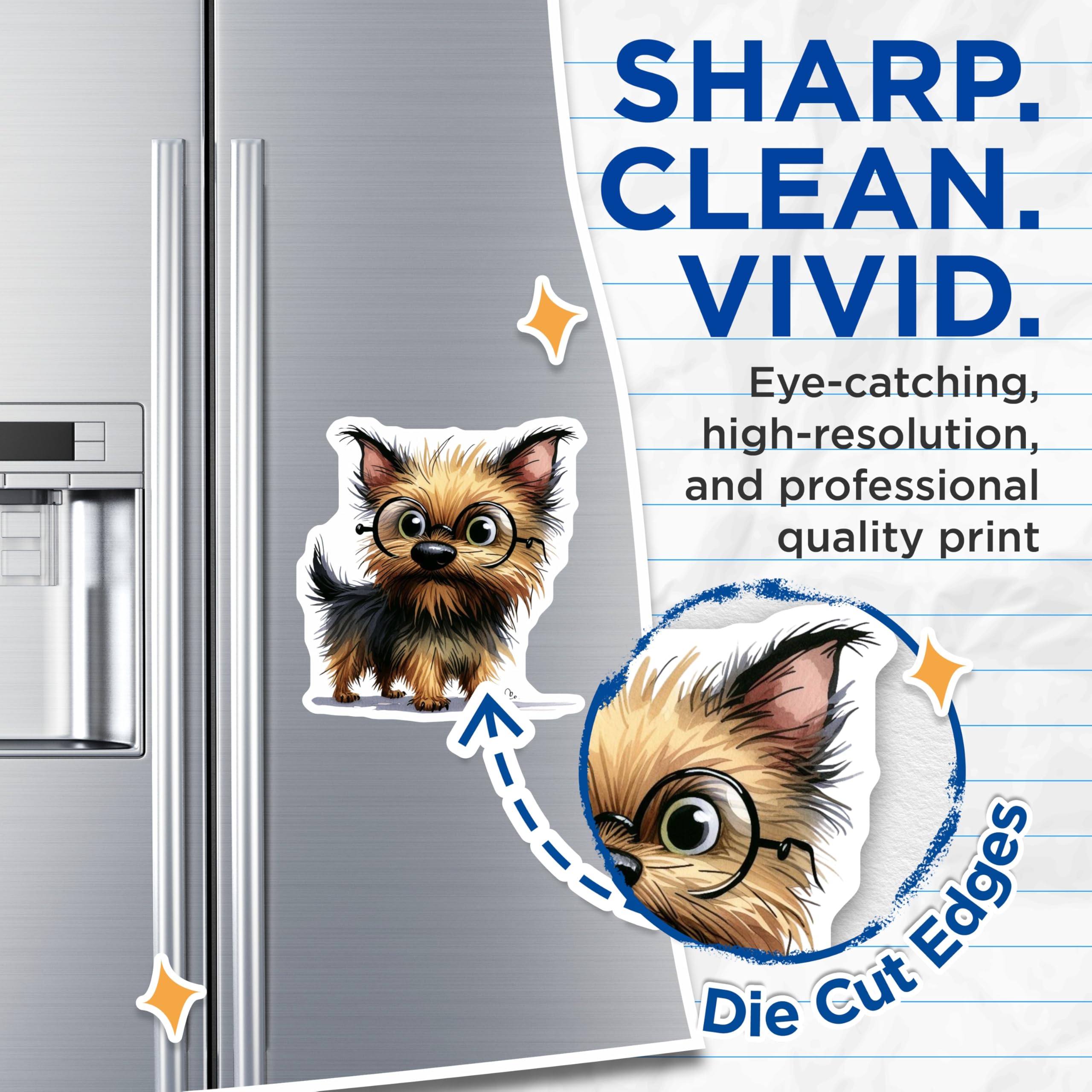 (2 Pack) Yorkie Dog Magnets - Cute Yorkshire Terrier Puppy Magnet - Pet Owner Fridge Decor - Animal Lover Study Buddy - 5 Inches On Longest Side - Thick Durable Magnet - Made in USA - MAG26178