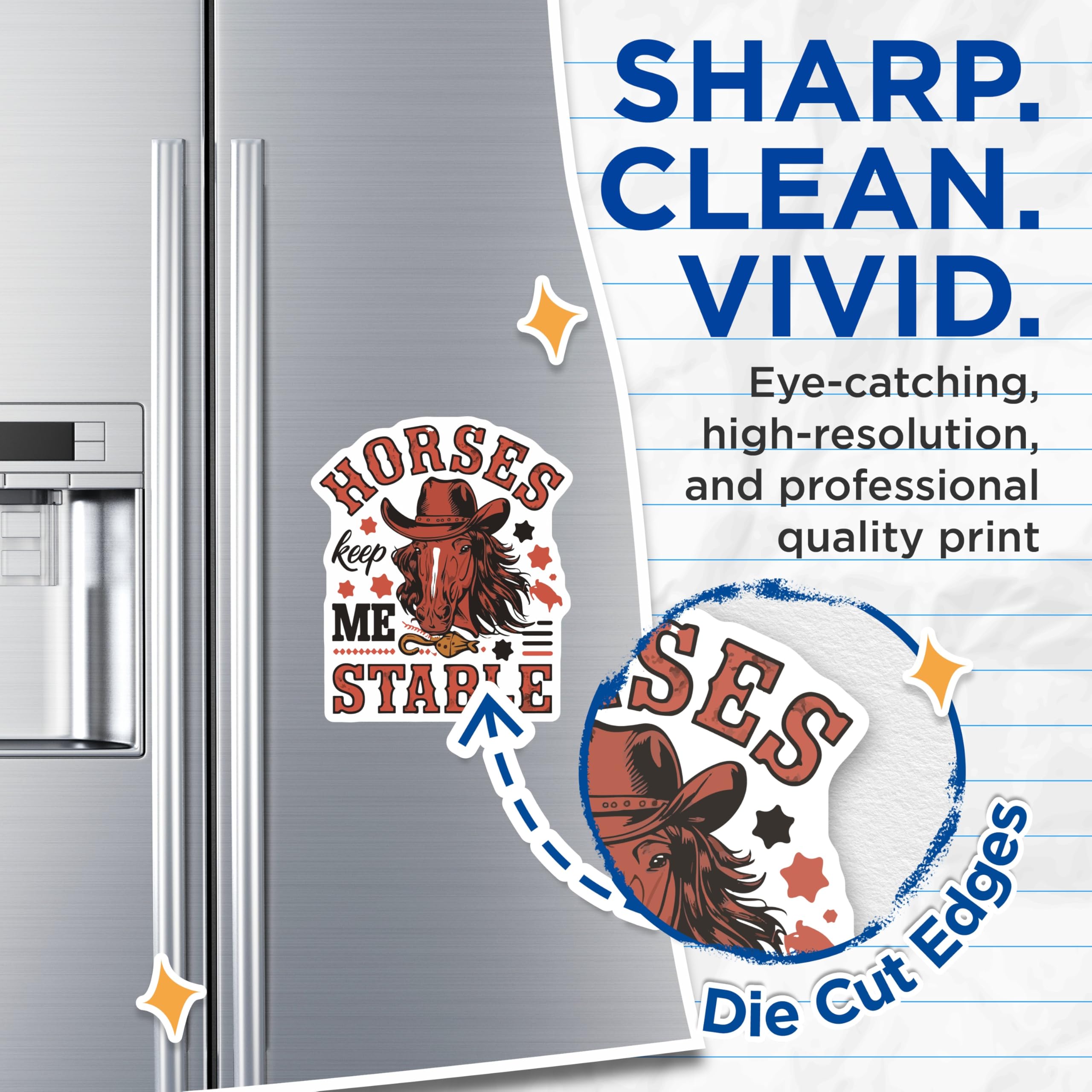 (2 Pack) Horse Magnets - Western Cowboy Decor - Equestrian Fridge Magnets - 5" On Longest Side - Premium Magnet - for Cars, Refrigerators, Toolboxes, Lockers - Made in USA - MAG15480