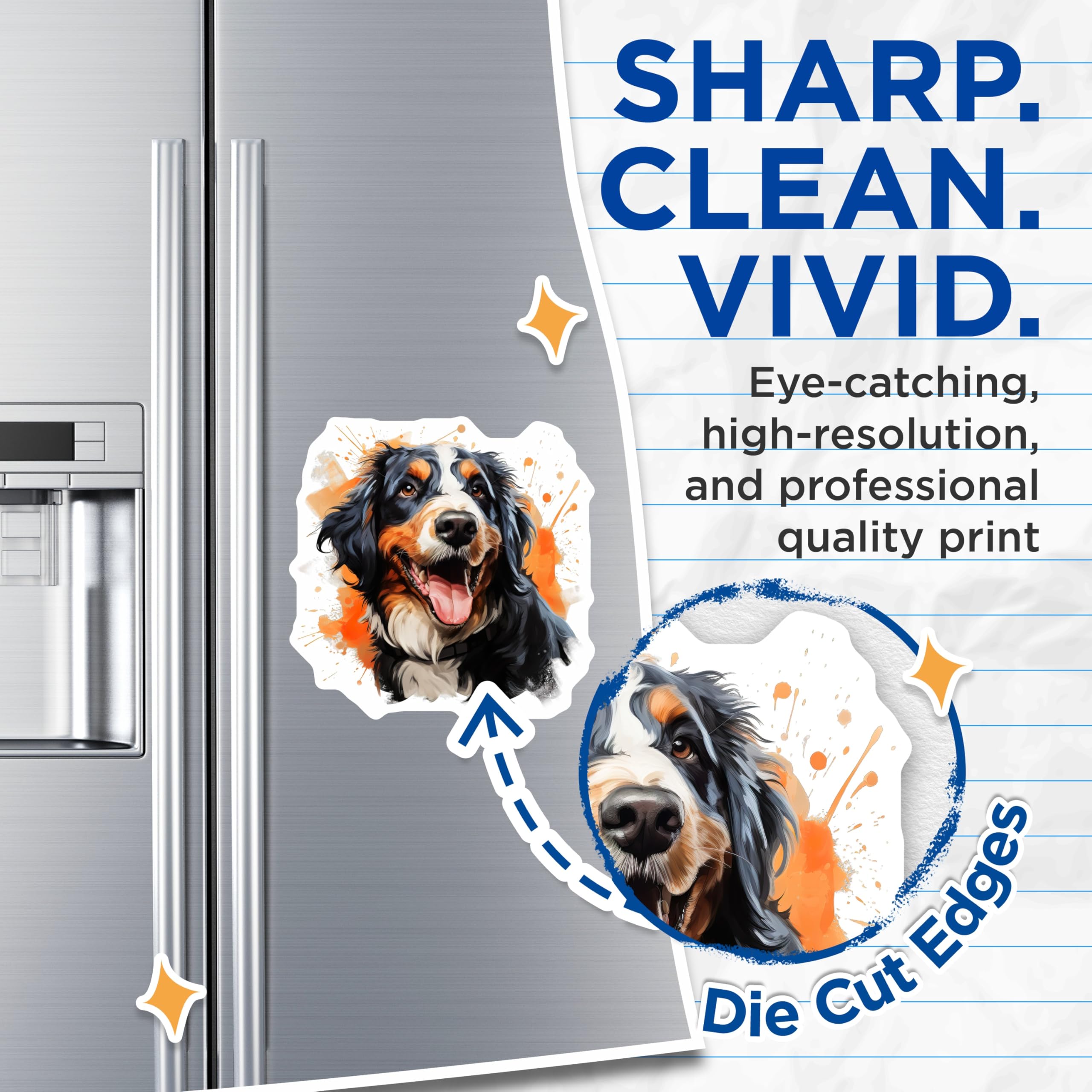 (2 Pack) Bernese Mountain Dog Magnets - Happy Berner Art - Pet Lover Owner Decor - 5 Inches On Longest Side - Thick Durable Magnet - Made in USA - MAG28834