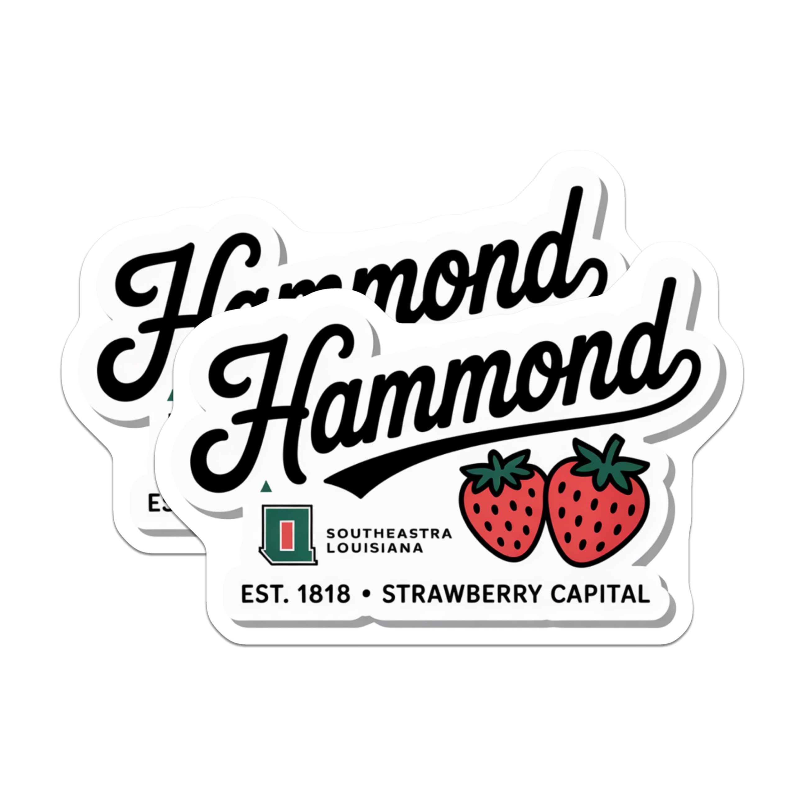 (2 Pack) Hammond Louisiana Magnets - Strawberry Capital Souvenirs - Southeastern LA Decor for Home - 5 Inches On Longest Side - Thick Durable Magnet - Made in USA - MAG19374