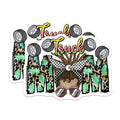 (2 Pack) Truck Mom Magnets - Messy Bun Racing Mama - Leopard Print Auto Accessories - 5 Inches On Longest Side - Thick Durable Magnet - Made in USA - MAG30055