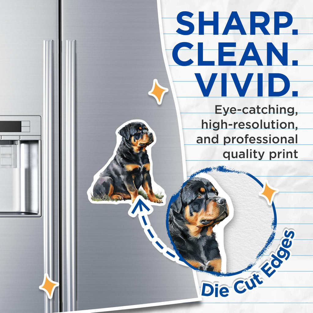 (2 Pack) Rottweiler Dog Magnets - Cute Puppy Decor - Dog Lover Accessories - 5" On Longest Side - Premium Magnet - for Cars, Refrigerators, Toolboxes, Lockers - Made in USA - MAG16440