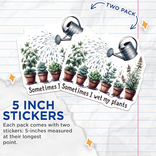 (2 Pack) Funny Plant Stickers - Succulent Plant Lover - Indoor Gardening Humor - 5" On Longest Side - Sticks to Smooth Flat Surfaces - Made in USA - BMCS6096