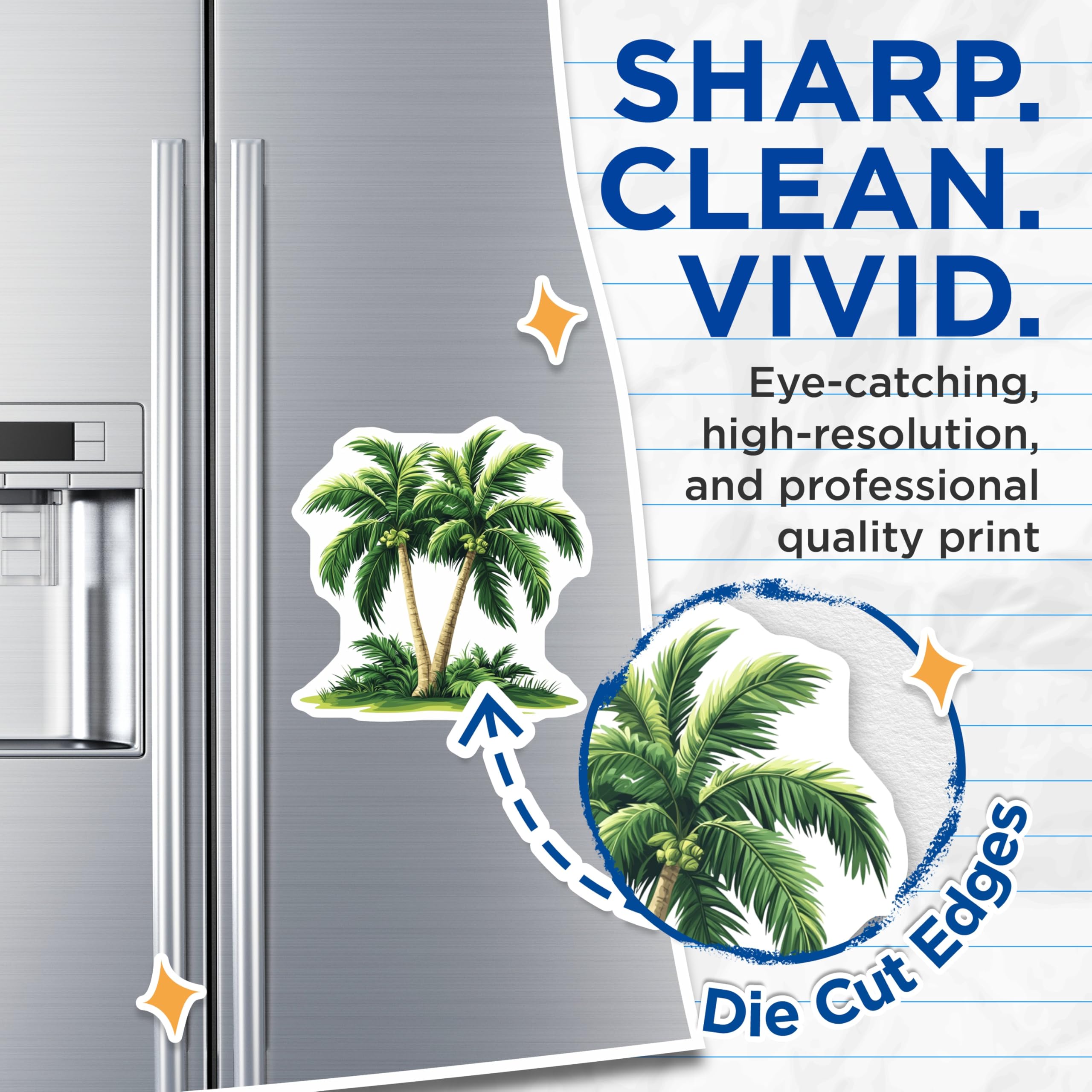 (2 Pack) Tropical Palm Tree Magnets - Island Paradise Scene - Coastal Home Decor Magnets - 5 Inches On Longest Side - Thick Durable Magnet - Made in USA - MAG23313