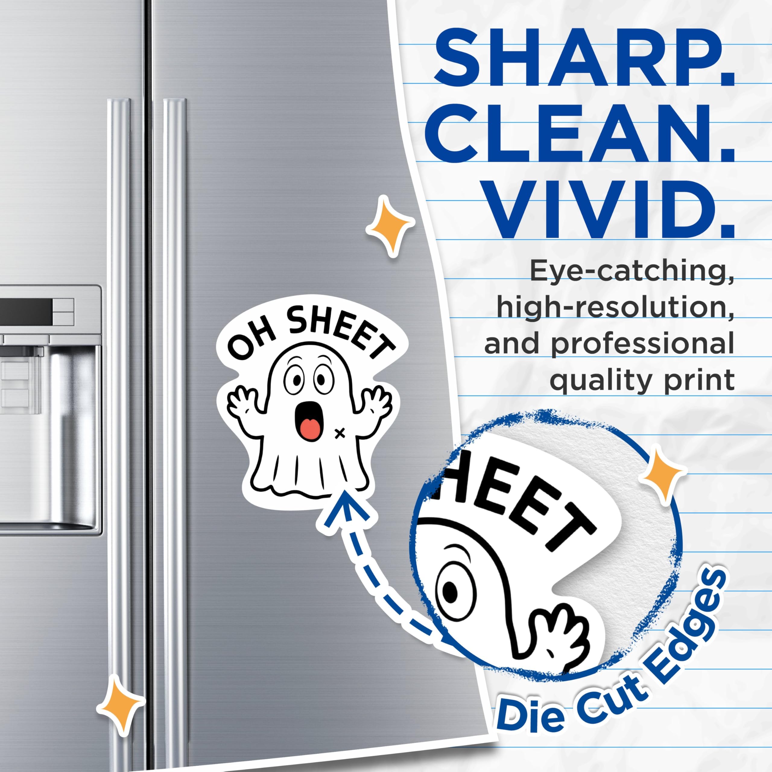 (2 Packs) Oh Sheet Funny Ghost Pun Magnets - Halloween Inspired Ghoul Magnets - 5 Inches On Longest Side - Premium Magnet - for Fridges, Toolboxes, Cars - Made in USA - MAG2309