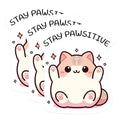 (3 Pack) Stay Pawsitive Decals - Cute Cat Illustration - Optimistic Kitten Decak - 3 Inches On Longest Side - Easy Peel & Apply - Made in USA - 3MCS1114