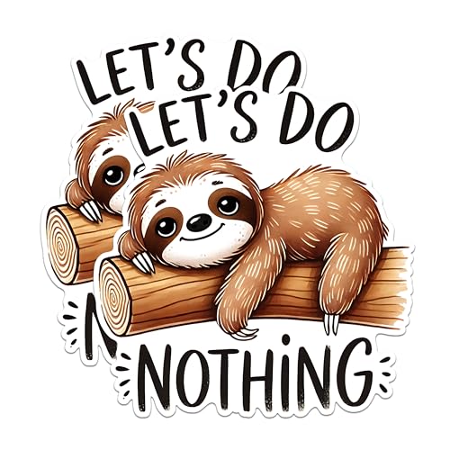 (2 Pack) Let's Do Nothing Magnets - Cute Sloth Magnets - Fun Animal Magnets for Home Decor- 5" On Longest Side - for Fridges, Toolboxes, Cars - Made in USA - MAG2726