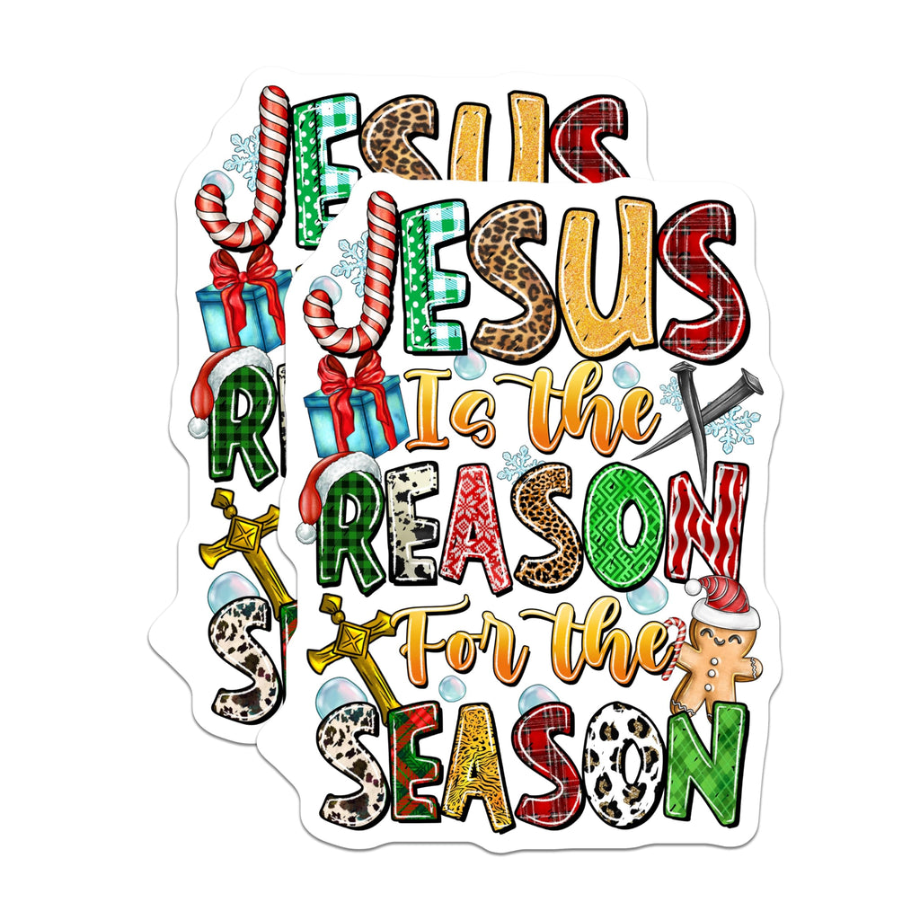 (2 Pack) Jesus is The Reason for The Season Magnets - Christian Christmas Decor - Holiday Refrigerator Art - 5 Inches On Longest Side - Thick Durable Magnet - Made in USA - MAG27776