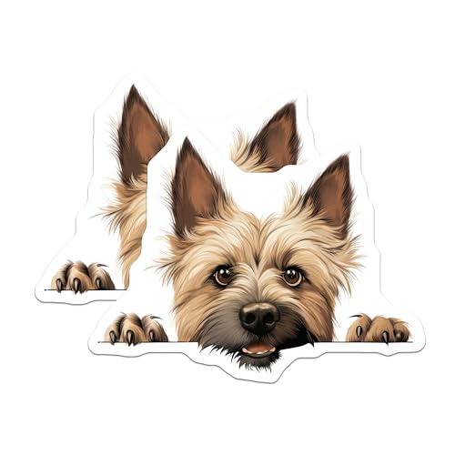 (2 Pack) Adorable Dog Face Stickers - Cute Terrier Design - Animal Lovers Decal - 5" On Longest Side - Sticks to Smooth Flat Surfaces - Made in USA - BMCS9896