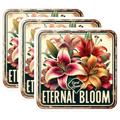 (3 Pack) Lily Flower Decals - Floral Laptop Decals - Botanical Sticker- 3 Inches On Longest Side - Easy Peel & Apply - Made in USA - 3MCS5293