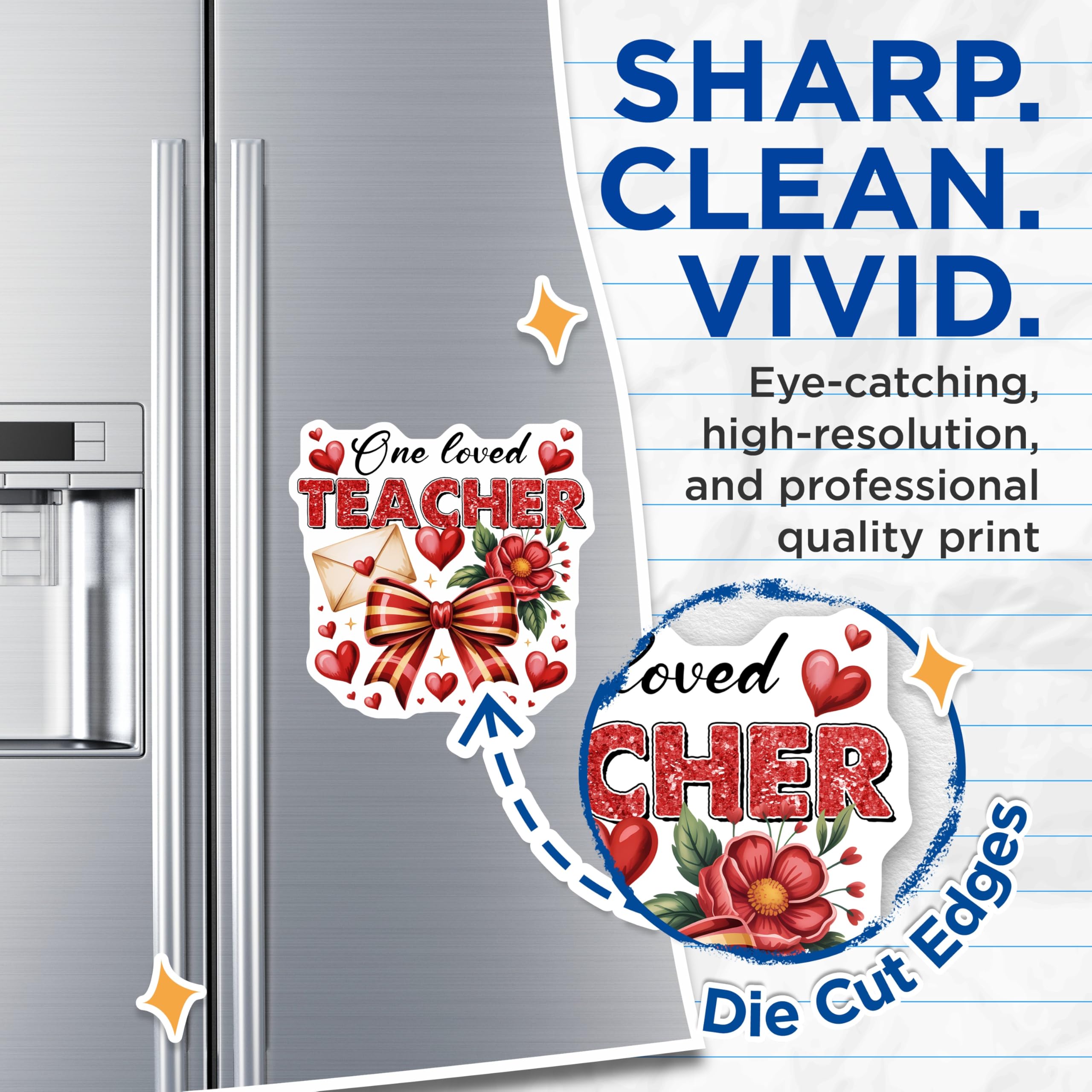 (2 Pack) Teacher Appreciation Magnets - One Loved Teacher - Educators Thank You - 5" On Longest Side - Premium Magnet - for Cars, Refrigerators, Toolboxes, Lockers - Made in USA - MAG16700