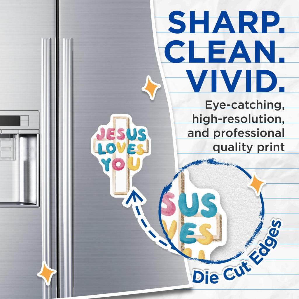 (2 Pack) Jesus Loves You Magnets - Cross Design Magnets - Religious Magnets - 5" On Longest Side - Premium Magnet - for Cars, Refrigerators, Toolboxes, Lockers - Made in USA - MAG15104