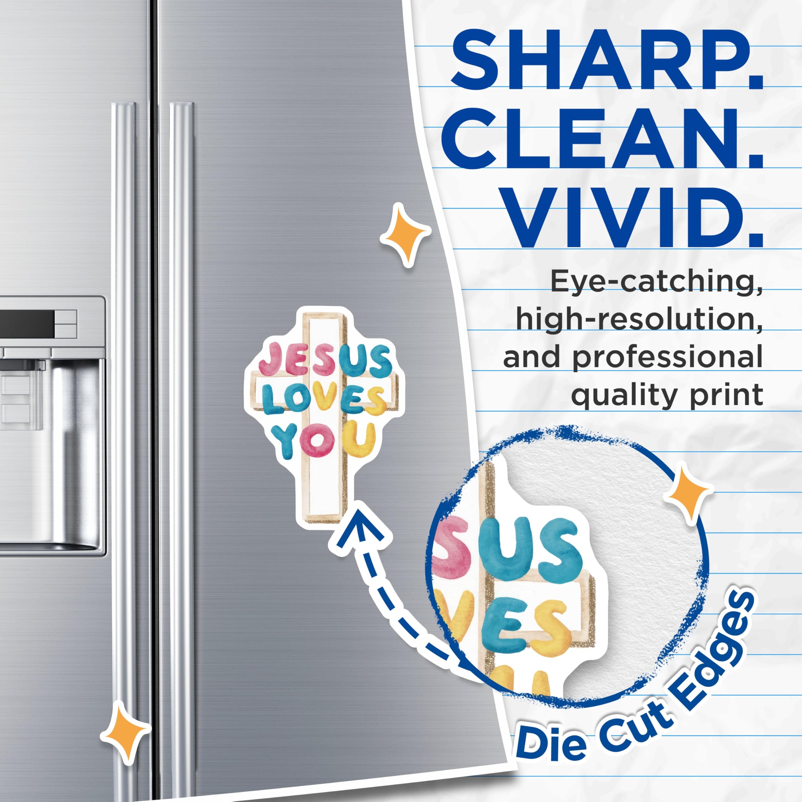 (2 Pack) Jesus Loves You Magnets - Cross Design Magnets - Religious Magnets - 5" On Longest Side - Premium Magnet - for Cars, Refrigerators, Toolboxes, Lockers - Made in USA - MAG15104