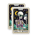 (2 Pack) Official Salty Bitch Stickers - Funny Skeleton Stickers - Unique Gothic Stickers for Laptops and More - 5" On Longest Side - Sticks to Smooth Flat Surfaces - Made in USA - BMCS5234