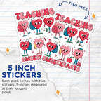 (2 Pack) Teaching Sweethearts Stickers - Teacher Appreciation - Cute Heart Character - 5" On Longest Side - Sticks to Smooth Flat Surfaces - Made in USA - BMCS7651
