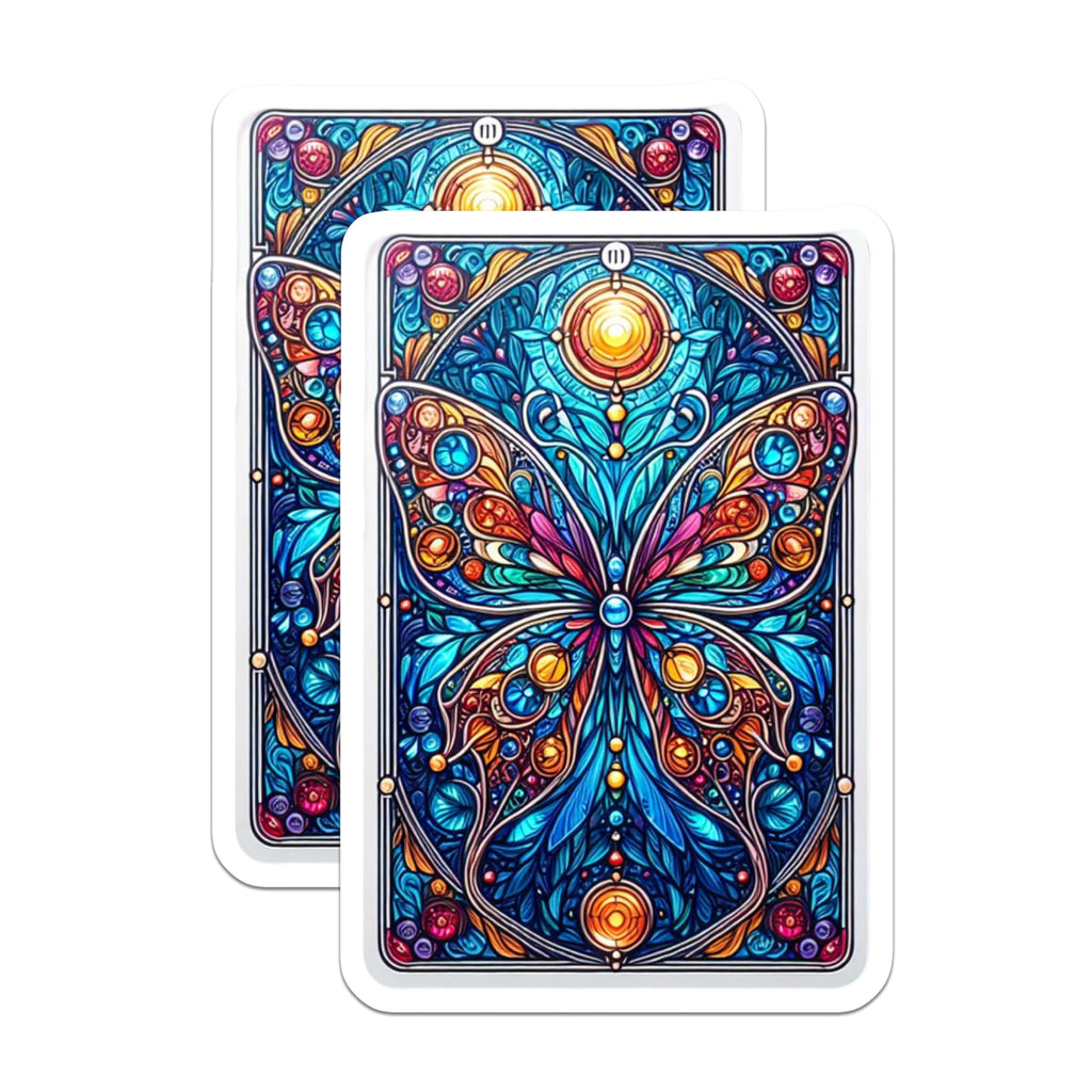 (2 Pack) Stained Glass Butterfly Magnets - Vibrant Art Nouveau Decor - Psychedelic Kitchen Accessories - 5 Inches On Longest Side - Thick Durable Magnet - Made in USA - MAG23237