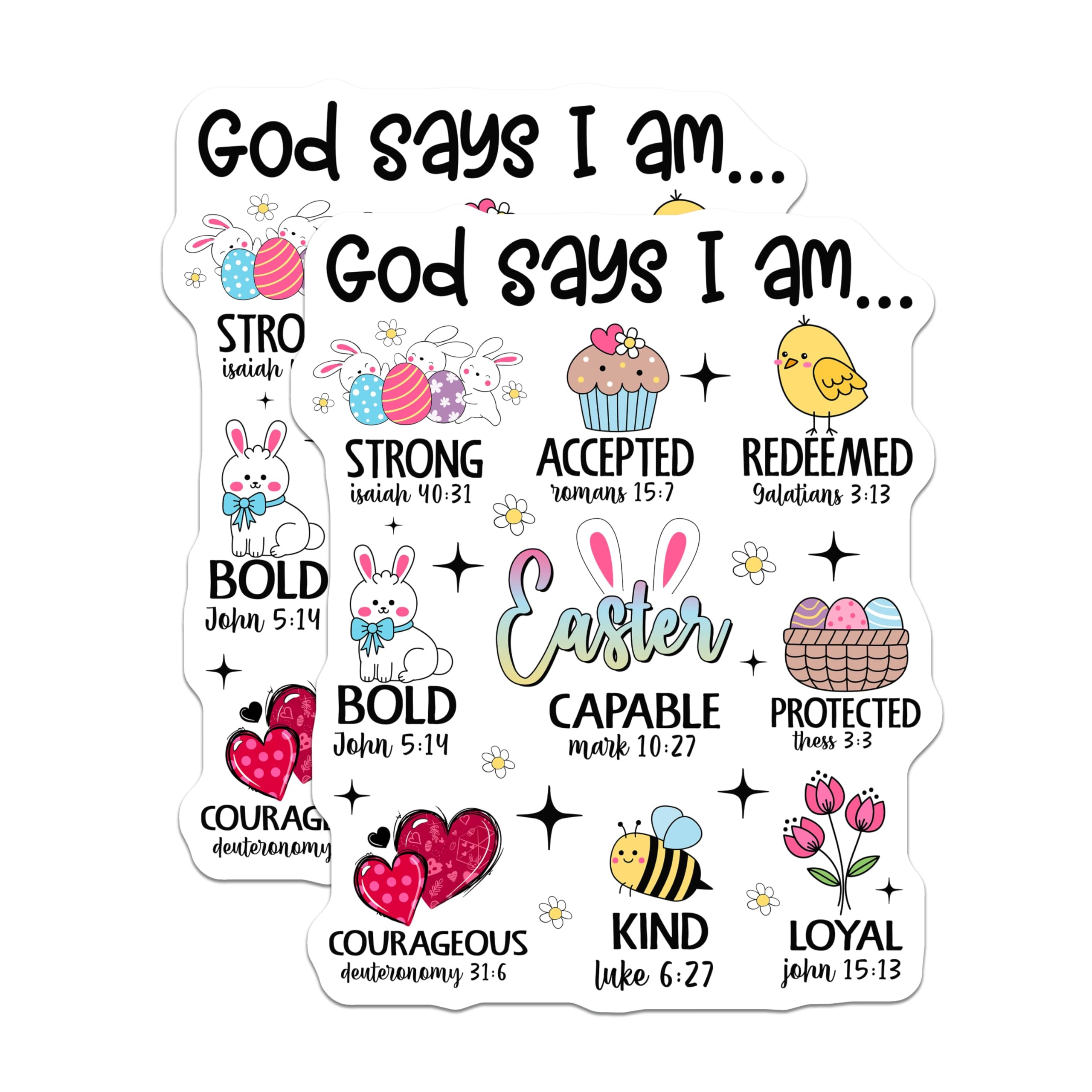 (2 Pack) God Says I Am Magnets - Christian Easter Affirmation Decor - Bible Verse Refrigerator Art - 5 Inches On Longest Side - Thick Durable Magnet - Made in USA - MAG19511