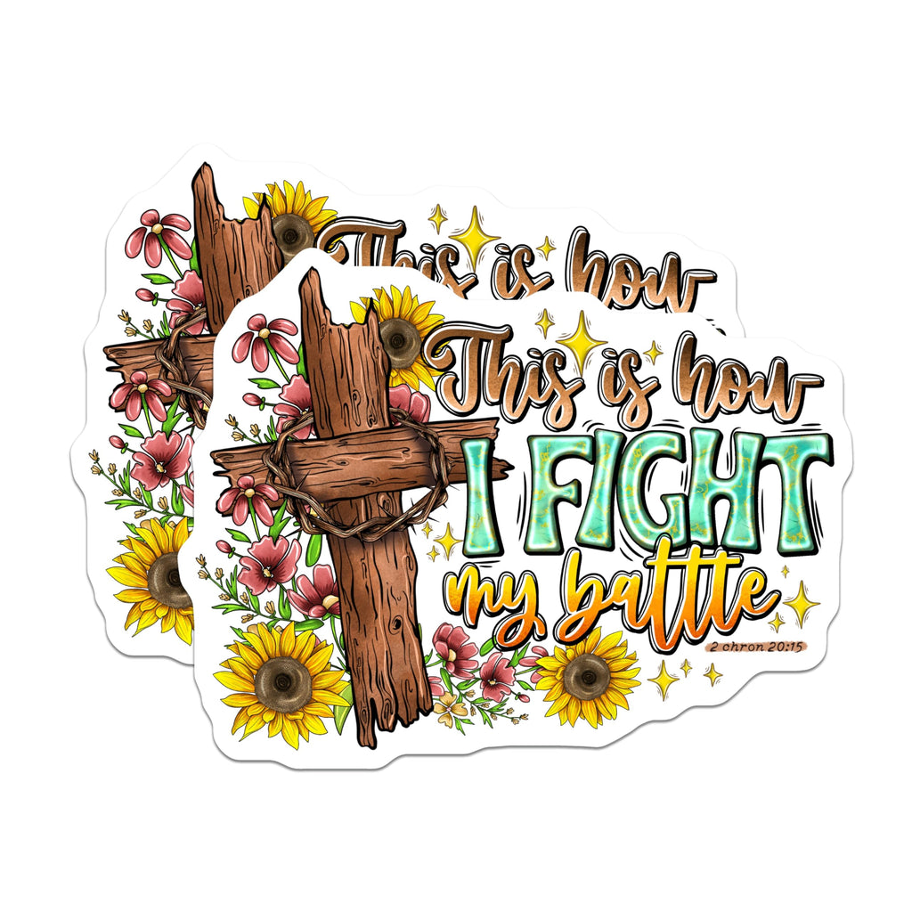 (2 Pack) Christian Faith Magnets - This is How I Fight My Battle Scripture - Inspirational Bible Verse Decor - 5 Inches On Longest Side - Thick Durable Magnet - Made in USA - MAG28839