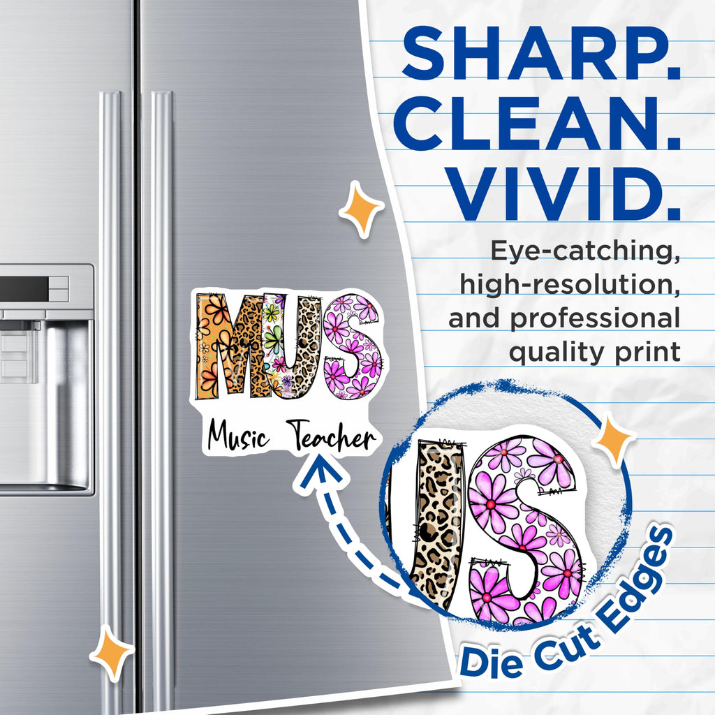 (2 Pack) Music Teacher Magnets - Floral Pattern - Cute Refrigerator Magnets - 5" On Longest Side - Premium Magnet - for Cars, Refrigerators, Toolboxes, Lockers - Made in USA - MAG14038