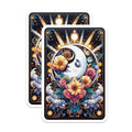 (2 Pack) Celestial Moon Magnets - Whimsical Floral Stars Decor - Mystical Night Sky Art - Dreamy Spiritual Fridge Locker - 5 Inches On Longest Side - Thick Durable Magnet - Made in USA - MAG20192