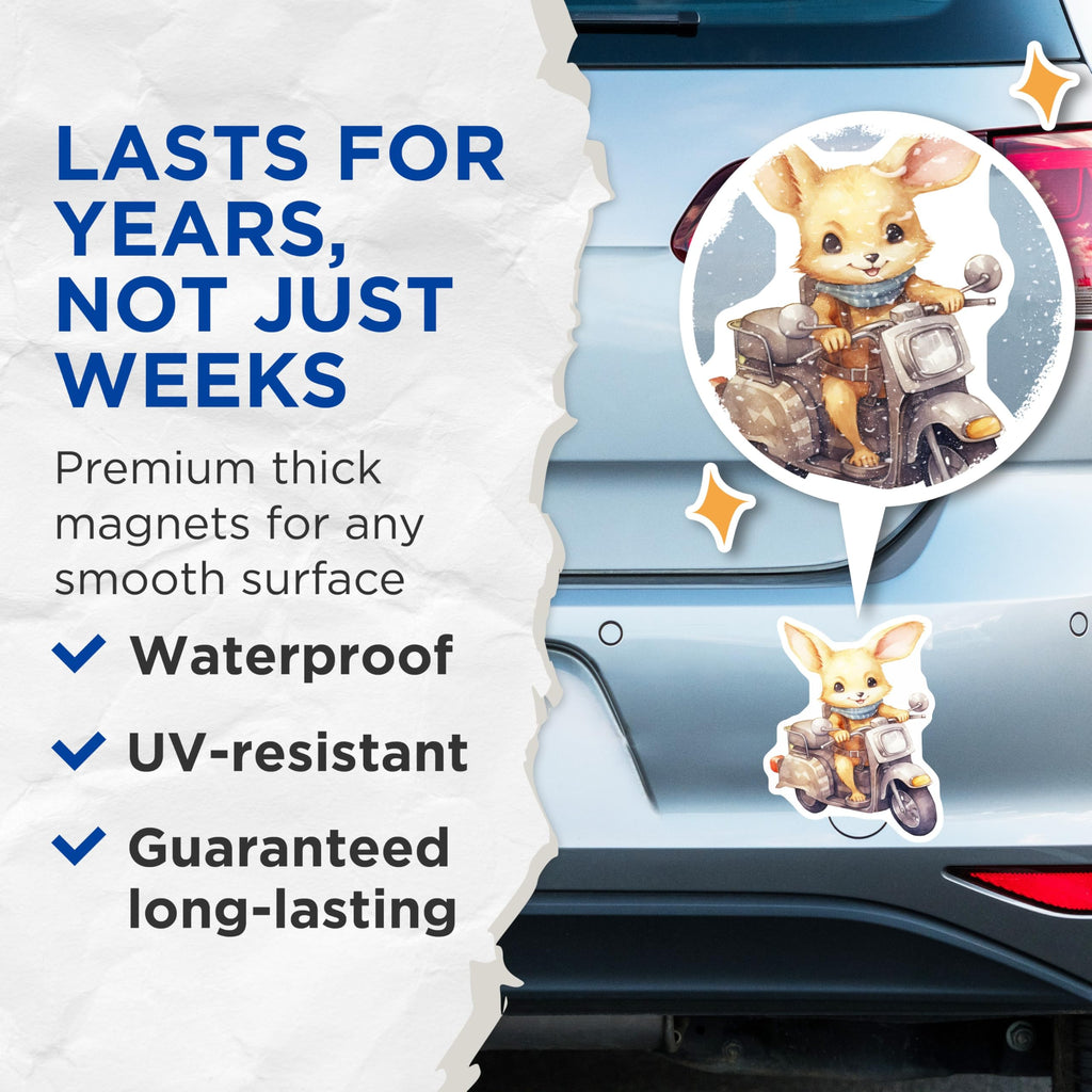 (2 Pack) Fennec Fox Magnets - Cute Animal Illustration - Scooter Art for Fridge Decor - 5" On Longest Side - Premium Magnet - for Cars, Refrigerators, Toolboxes, Lockers - Made in USA - MAG16761