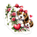 (2 Pack) Beagle Puppy Magnets - Cute Dog Illustration - Floral and Hearts Magnets - 5" On Longest Side - Premium Magnet - for Cars, Refrigerators, Toolboxes, Lockers - Made in USA - MAG14152
