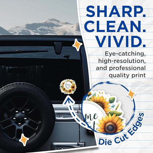 (2 Pack) Home Sweet Home Stickers - Sunflower Flower Stickers - Inspirational Quote Stickers - 5" On Longest Side - Sticks to Any Smooth Flat Surface - Made in USA - BMCS2561