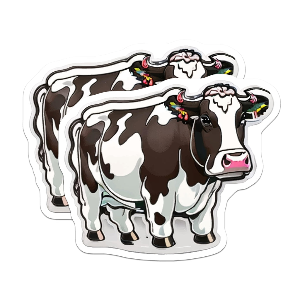 (2 Pack) Adorable Holstein Cow Magnets - Farmhouse Kitchen Refrigerator Decor - Whimsical Dairy Farm Animal Art Collection - 5 Inches On Longest Side - Thick Durable Magnet - Made in USA - MAG21420