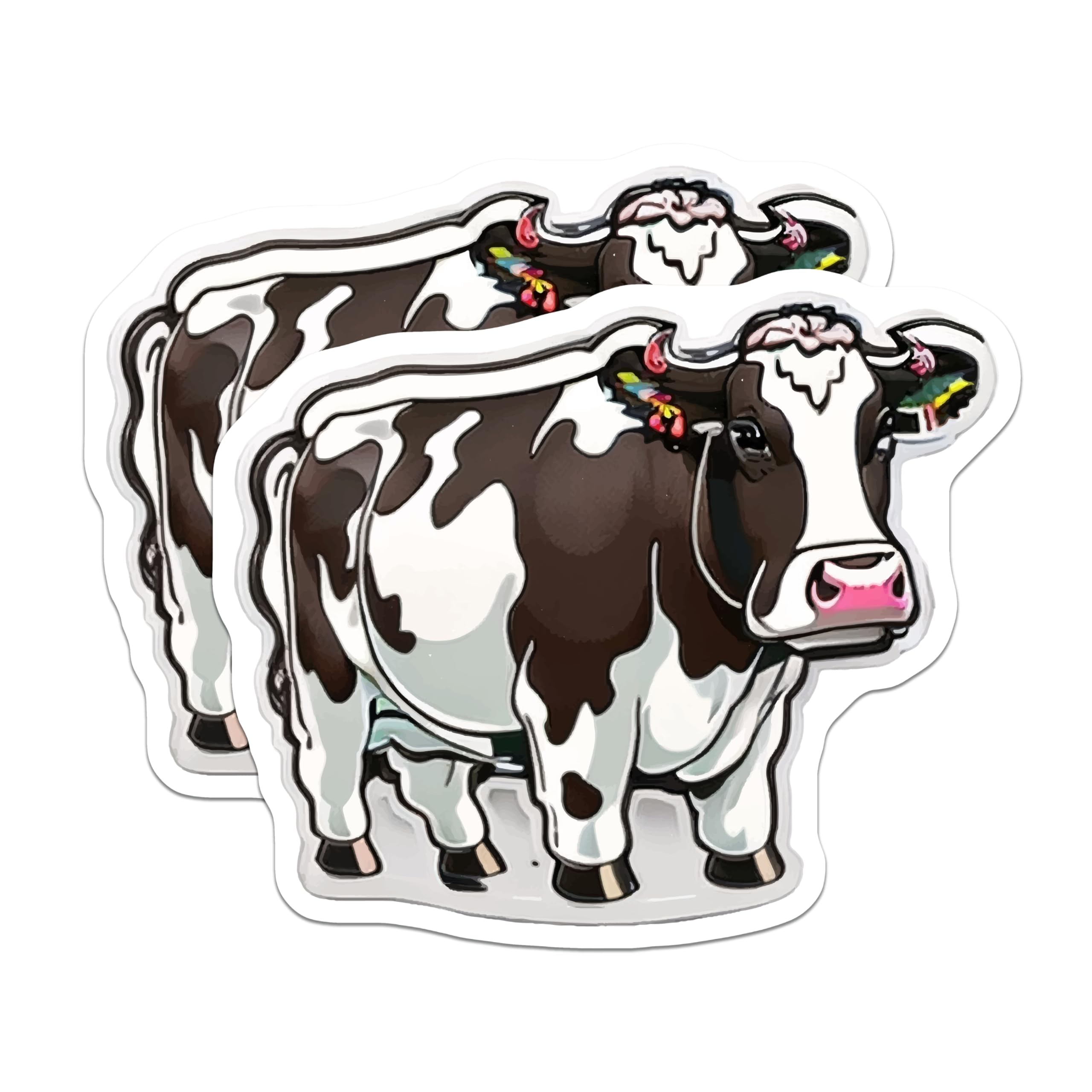 (2 Pack) Adorable Holstein Cow Magnets - Farmhouse Kitchen Refrigerator Decor - Whimsical Dairy Farm Animal Art Collection - 5 Inches On Longest Side - Thick Durable Magnet - Made in USA - MAG21420
