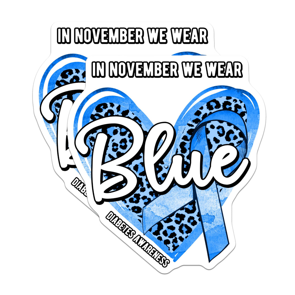 (2 Pack) Diabetes Awareness Magnets - in November We Wear Blue - Support Magnets - 5" On Longest Side - Premium Magnet - for Cars, Refrigerators, Toolboxes, Lockers - Made in USA - MAG16810
