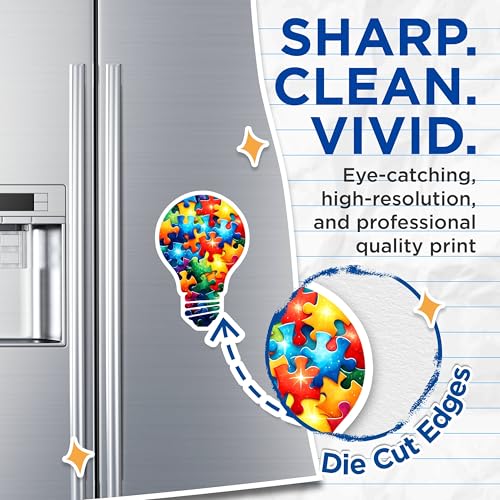 (2 Pack) Creative Light Bulb Puzzle Pieces Magnets - 5" On Longest Side - for Cars, Fridges, Toolboxes - Made in USA - M