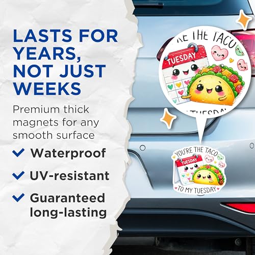 (2 Pack) You are The Taco to My Tuesday Magnets - Funny Taco Magnets - Cute Taco Calendar Magnets - 5" On Longest Side - for Cars, Refrigerators, Toolboxes, Lockers - Made in USA MAG3580