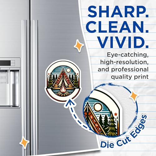 (2 Pack) Camping Trip Magnets - Outdoor Adventure - Woodland Campfire Scene Fridge Decor - 5" On Longest Side - for Cars, Fridges, Toolboxes - Made in USA - MAG6940