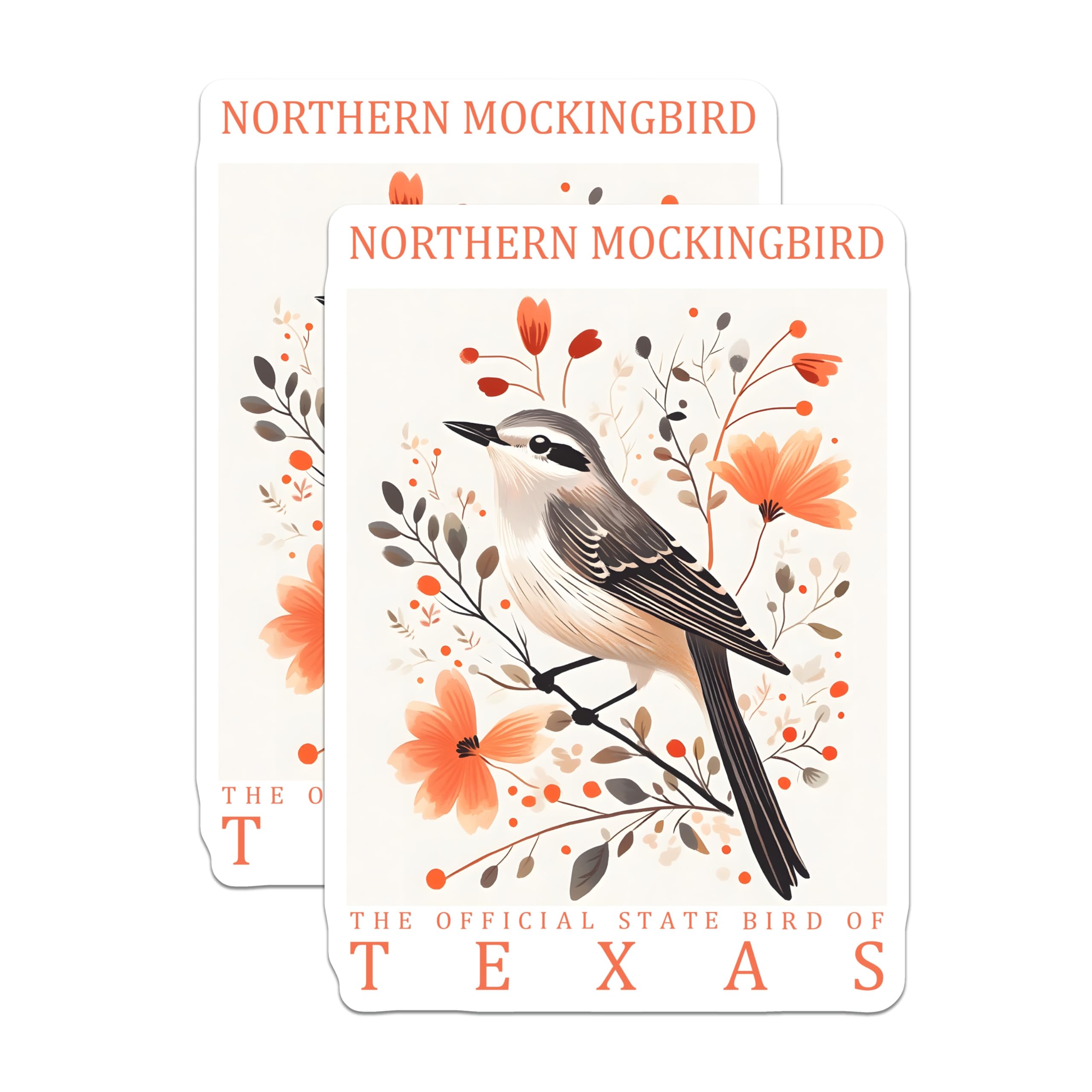 (2 Pack) Mockingbird Magnets - Texas State Bird - Bird Lover Decor - 5" On Longest Side - Premium Magnet - for Cars, Refrigerators, Toolboxes, Lockers - Made in USA - MAG17708
