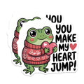 (2 Pack) Adorable Frog Magnets - Valentine's Day Heart Jump Quote Refrigerator Decor - Romantic Amphibian Message - 5 Inches On Longest Side - Thick Durable Magnet - Made in USA - MAG20324