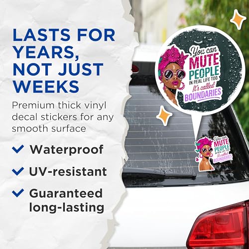 (2 Pack) Inspirational Quote Stickers - Empowerment Stickers - Positive Affirmation Stickers Empower Boundaries - 5" On Longest Side - Sticks to Any Smooth Flat Surface - Made in USA - BMCS2859