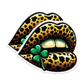 (2 Pack) Leopard Print Lips Magnets - Clover Mouth Art - St Patricks Day Fridge Decor - 5" On Longest Side - Premium Magnet - for Cars, Refrigerators, Toolboxes, Lockers - Made in USA - MAG17022