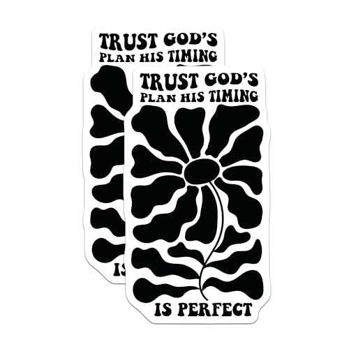 (2 Pack) Trust in God's Plan Stickers - Inspirational Quote Stickers - Faith and Motivation Vinyl Stickers - 5" On Longest Side - Sticks to Any Smooth Flat Surface - Made in USA - BMCS3089