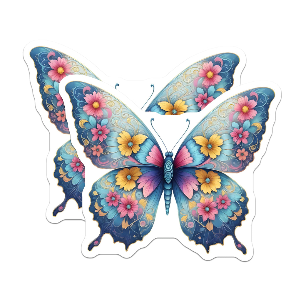 (2 Pack) Butterfly Magnets - Floral Insect - Decorative Fridge Magnets - 5" On Longest Side - Premium Magnet - for Cars, Refrigerators, Toolboxes, Lockers - Made in USA - MAG15300