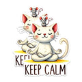 (2 Packs) Keep Calm Meditating Cat Stickers - Cat Meditation Yoga Peace Decals - 5 Inches On Longest Side - Premium Vinyl Decal - Sticks to Any Smooth Flat Surface - Made in USA - BMCS2427