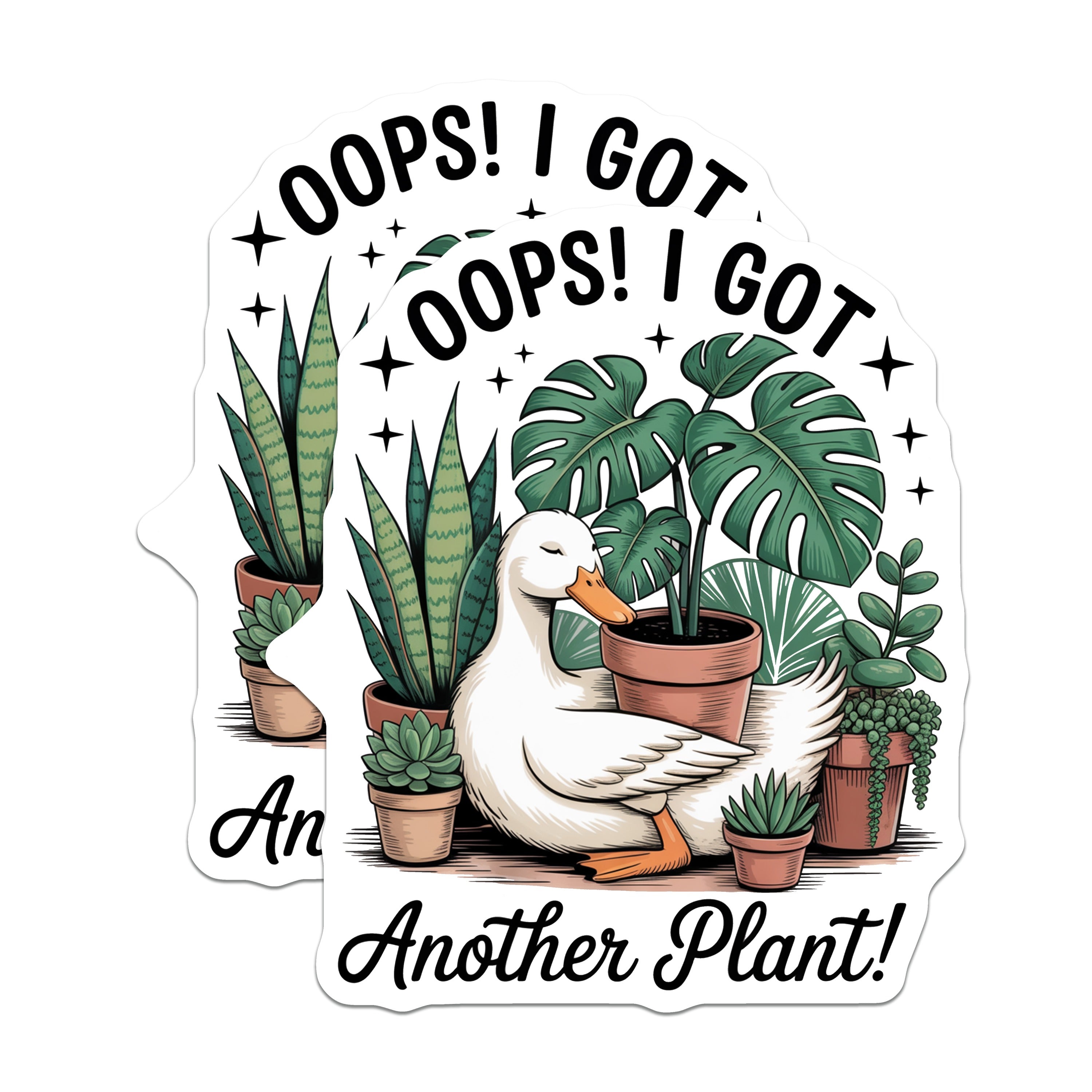 (2 Pack) Funny Houseplant Magnets - Duck Plant Lover - Botanical Fridge Decor - Plant Parent Humour - 5 Inches On Longest Side - Thick Durable Magnet - Made in USA - MAG39715