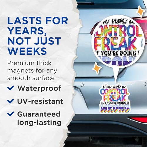 (2 Pack) I'm Not A Control Freak Magnets - Funny Quote Magnets - Colorful Typography Magnets - 5" On Longest Side - for Cars, Fridges, Toolboxes - Made in USA - MAG4106