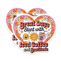 (2 Pack) Iced Coffee Gratitude Magnets - Retro Rainbow Daisy Decor - Happy Positive Vibes Magnet - 5 Inches On Longest Side - Thick Durable Magnet - Made in USA - MAG20918