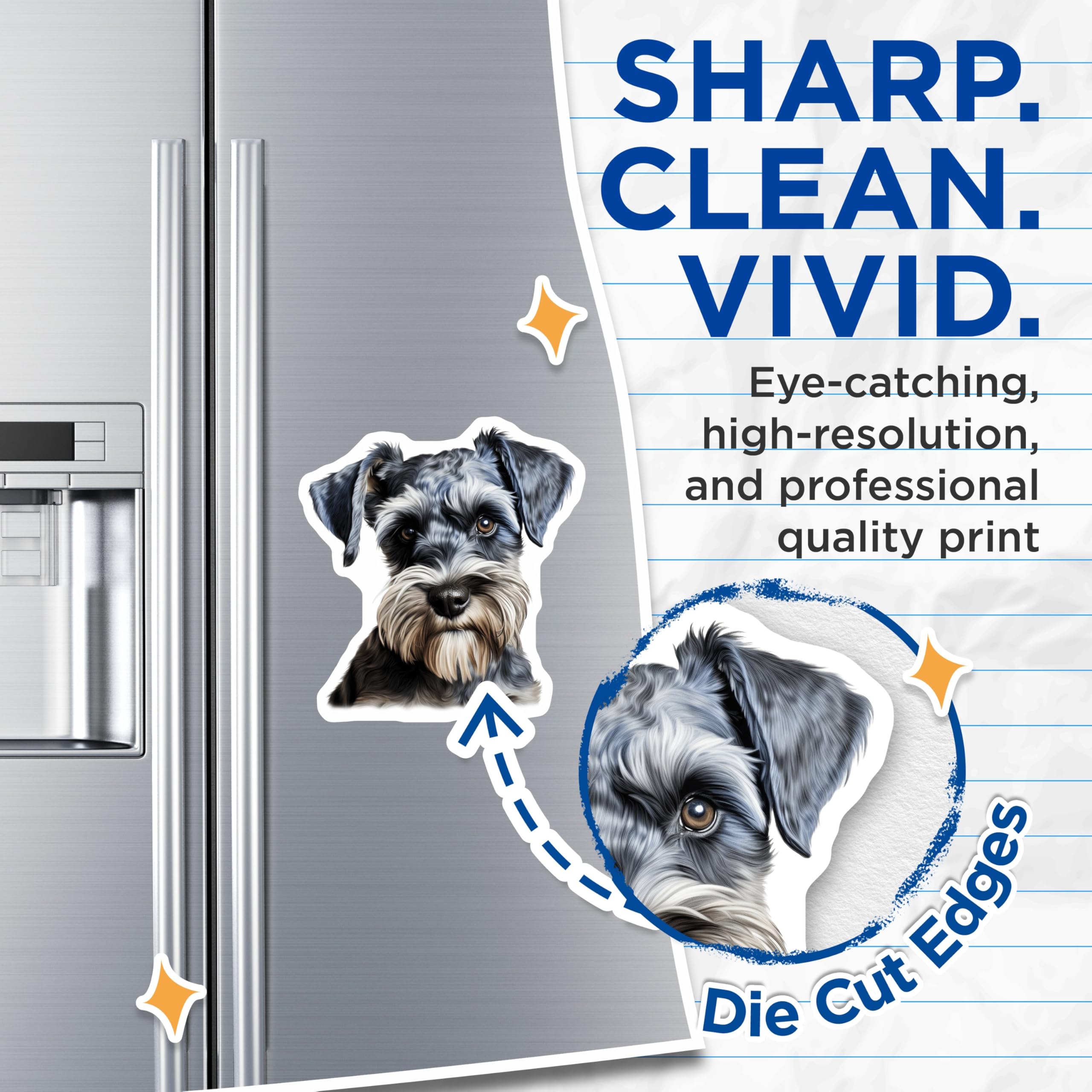 (2 Pack) Miniature Schnauzer Magnets - Dog Breed Decor - Pet Lover Home Kitchen Display - 5 Inches On Longest Side - Thick Durable Magnet - Made in USA - MAG30443