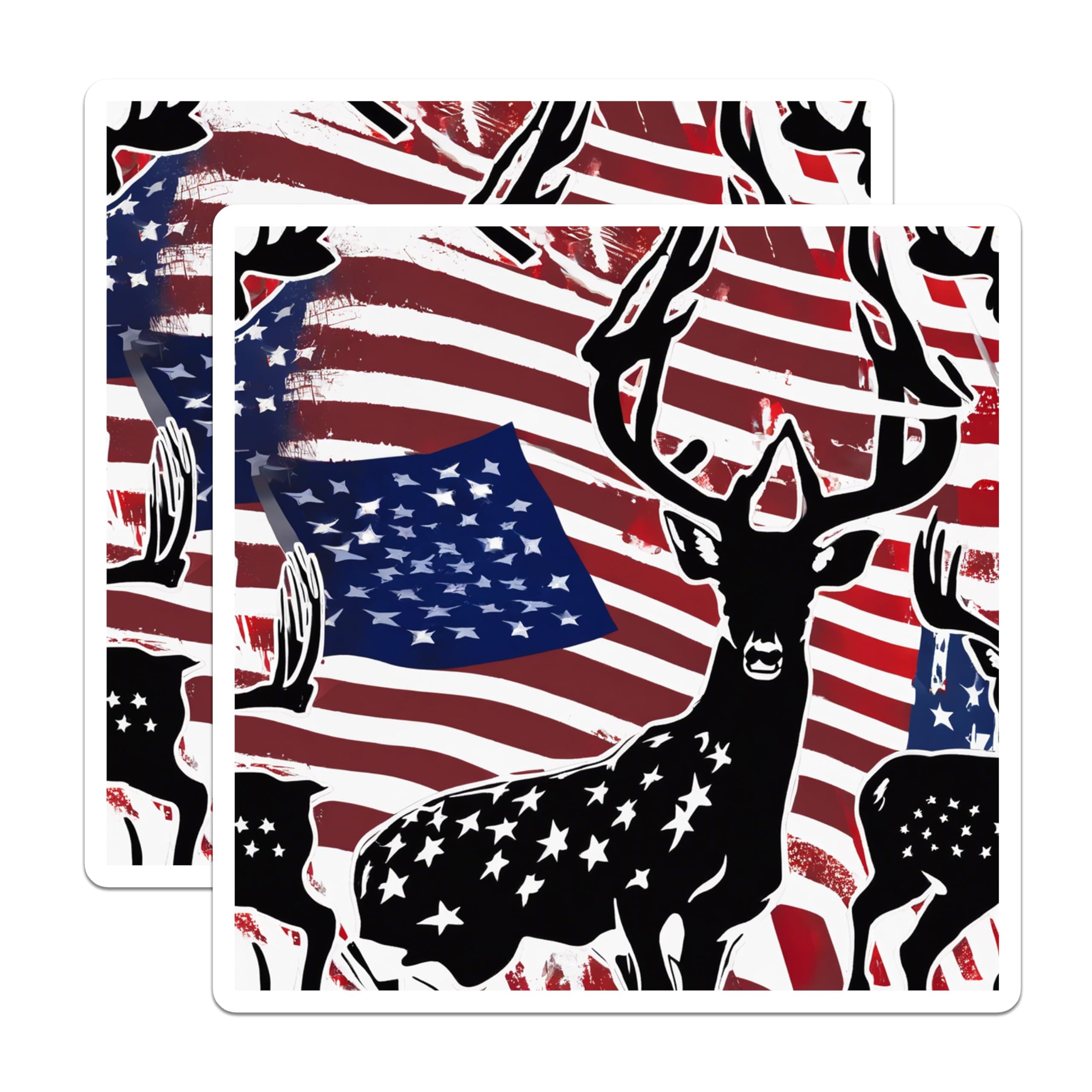 (2 Pack) American Deer Magnets - Patriotic Buck Art - USA Flag Wildlife Display - Hunting Lodge Decor - 5 Inches On Longest Side - Thick Durable Magnet - Made in USA - MAG19558