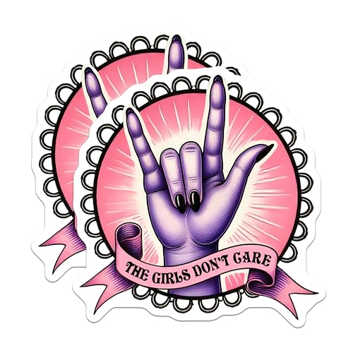 (2 Pack) Rock On Magnets Magnets - Girls Don't Care Design - Hand Gesture Magent Set - 5" On Longest Side - Made in USA - Sticks to Refrigerators & Metal Surfaces - MAG8342