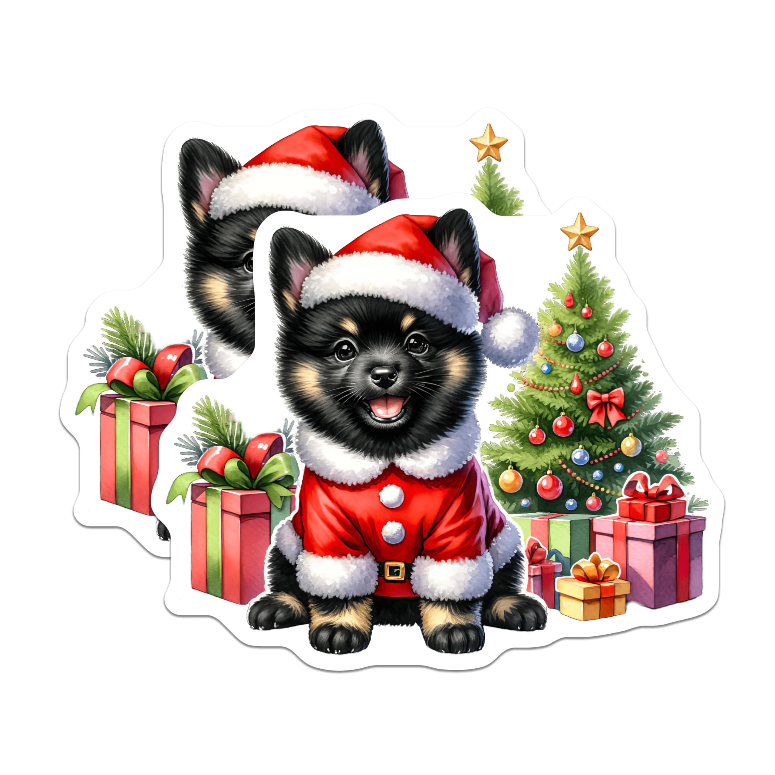 (2 Pack) Adorable Christmas Puppy Magnets - Festive Santa Dog Decor - Cheerful Holiday Pet Art for Home Kitchen Fridge Locker - 5 Inches On Longest Side - Thick Durable Magnet - Made in USA - MAG24010