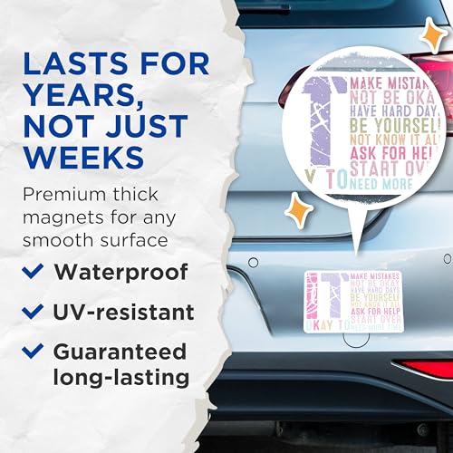 (2 Pack) Okay to Make Mistakes Magnets - Motivational Magnets - Inspirational Magnets - 5" On Longest Side - for Cars, Refrigerators, Toolboxes, Lockers - Made in USA BMCS3083