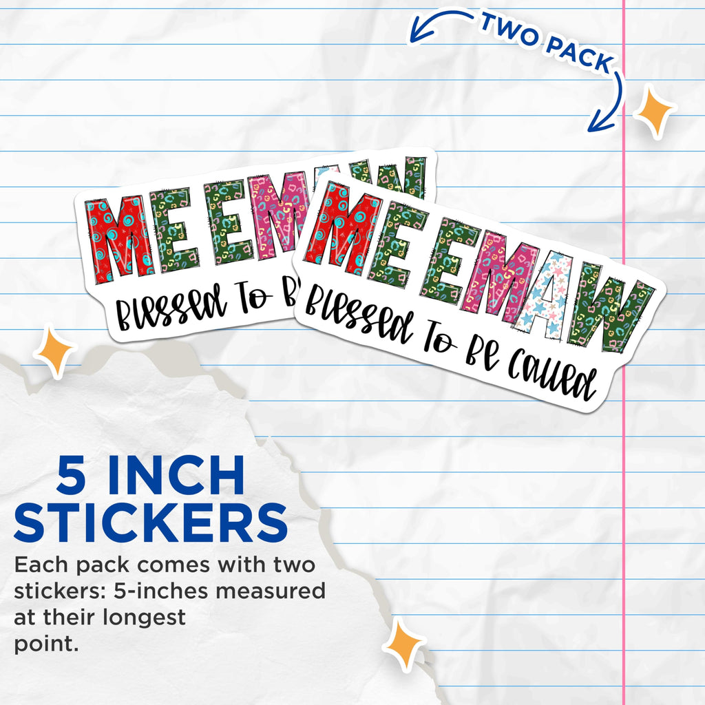 (2 Pack) Meemaw Stickers - Blessed to be Called - Grandmother Stickers - 5" On Longest Side - Sticks to Smooth Flat Surfaces - Made in USA - BMCS15158